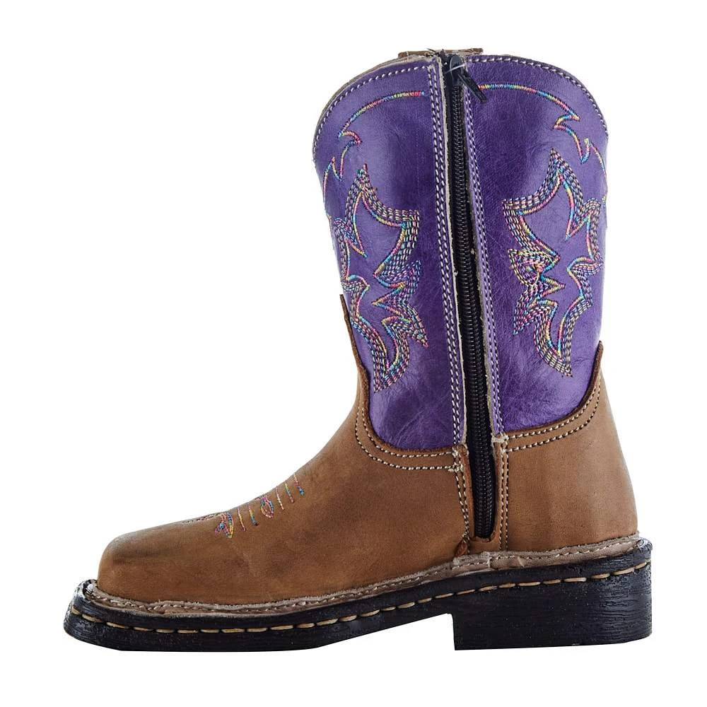 Roper NRS Exclusive Toddler Footwear Tan Vamp Purple Shaft Cowgirl Boot 2 Roper NRS Exclusive Toddler Footwear Tan Vamp Purple Shaft Cowgirl Boot - Image 2