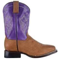 Roper Exclusive Kids Tan Vamp Purple Shaft Cowgirl Boot -Ariat Sales Store 09 018 0199 0002 4