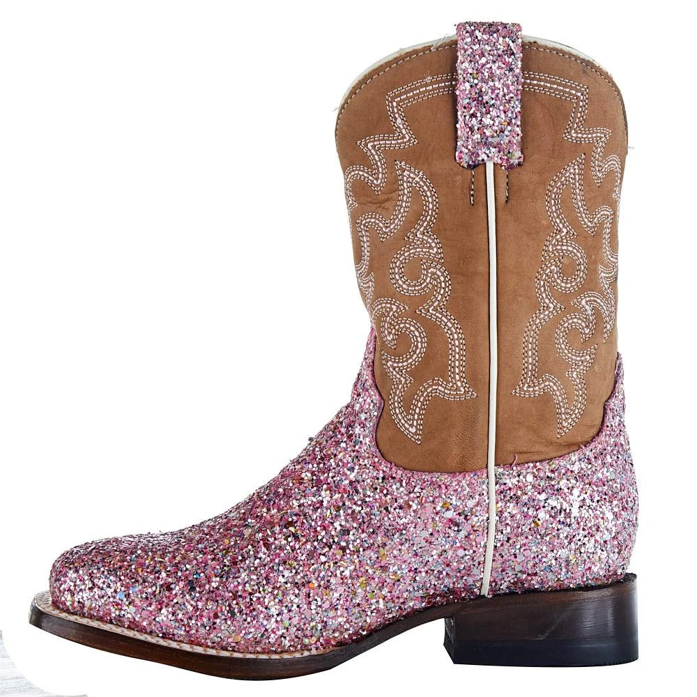 Roper Exclusive Footwear Kids Pink Glitter Cowgirl Boot 2 Roper Exclusive Footwear Kids Pink Glitter Cowgirl Boot - Image 2