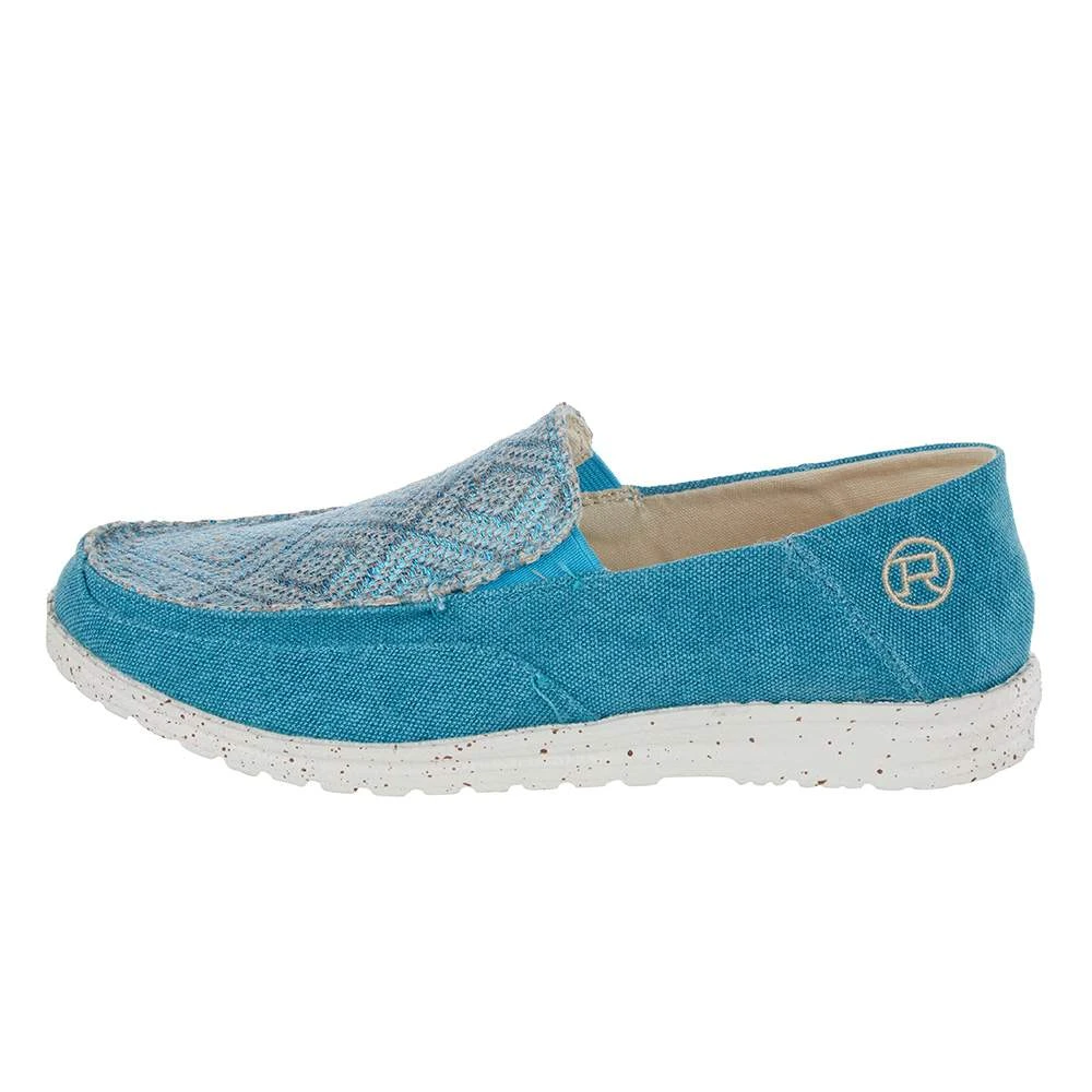 Roper Footwear Womens Turquoise Canvas Slip On Moc 3 Roper Footwear Womens Turquoise Canvas Slip On Moc - Image 3