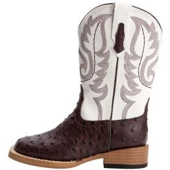 Roper Kid's Brown Ostrich Print Cowboy Boots 7 Roper Kid's Brown Ostrich Print Cowboy Boots -Ariat Sales Store 09 18 1900 0049 3