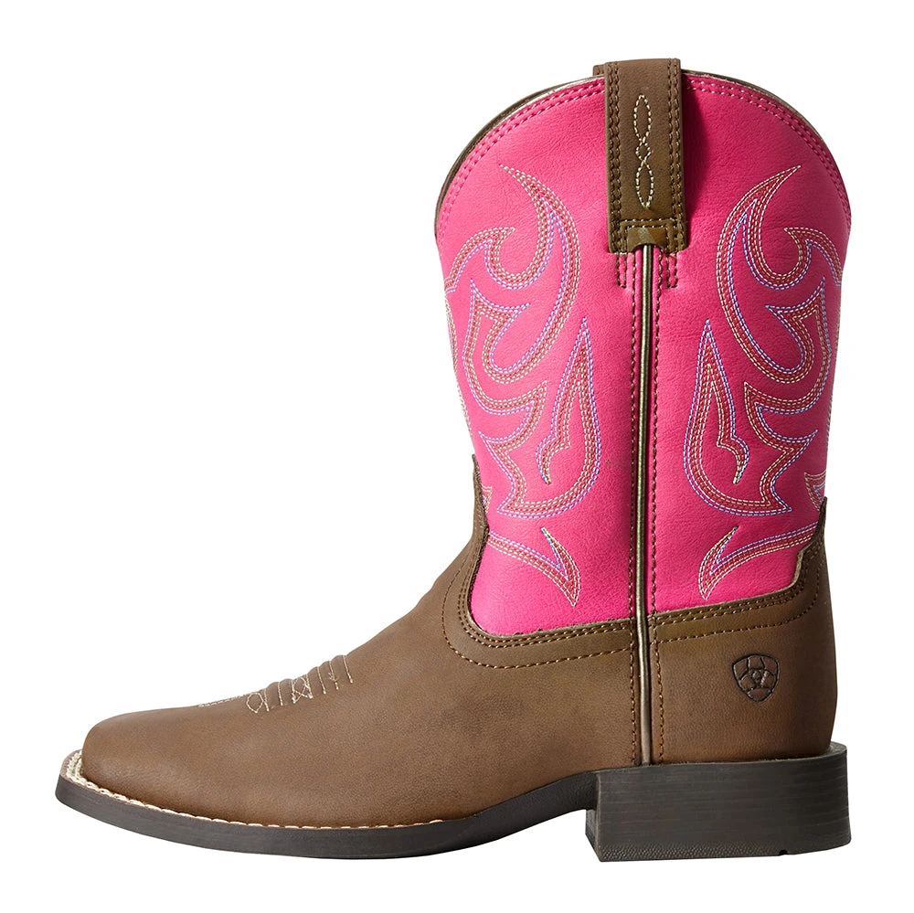 Ariat Kids Jr Champ Brown And Pink Boot 2 Ariat Kids Jr Champ Brown And Pink Boot - Image 2