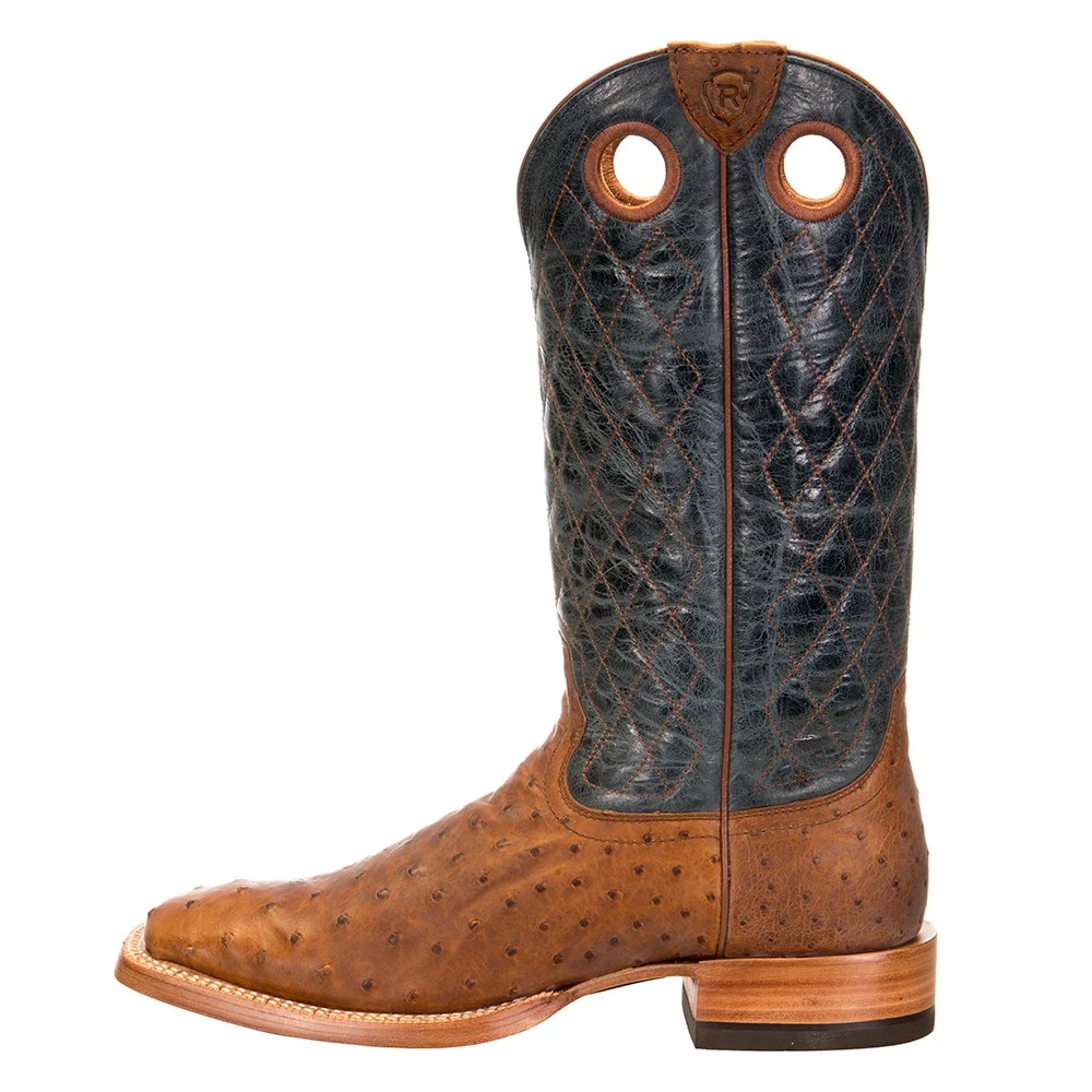 Relentless By Ariat Men's Ariat Relentless Rust Full Quill Ostrich 13in. Steedy Blue Top Cowboy Boot 3 Relentless By Ariat Men's Ariat Relentless Rust Full Quill Ostrich 13in. Steedy Blue Top Cowboy Boot - Image 3
