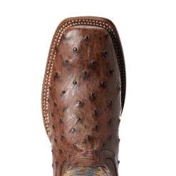 Ariat Men`s Gallup Mocha Full Quill Ostrich 11` Distressed Wheat Top Square Toe Boot -Ariat Sales Store 10034051 vendor 3