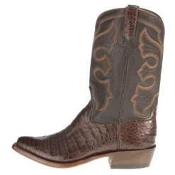 RIOS OF MERCEDES Mens Brown Caiman Belly 12in. Chocolate Calf Top -Ariat Sales Store 101031 2