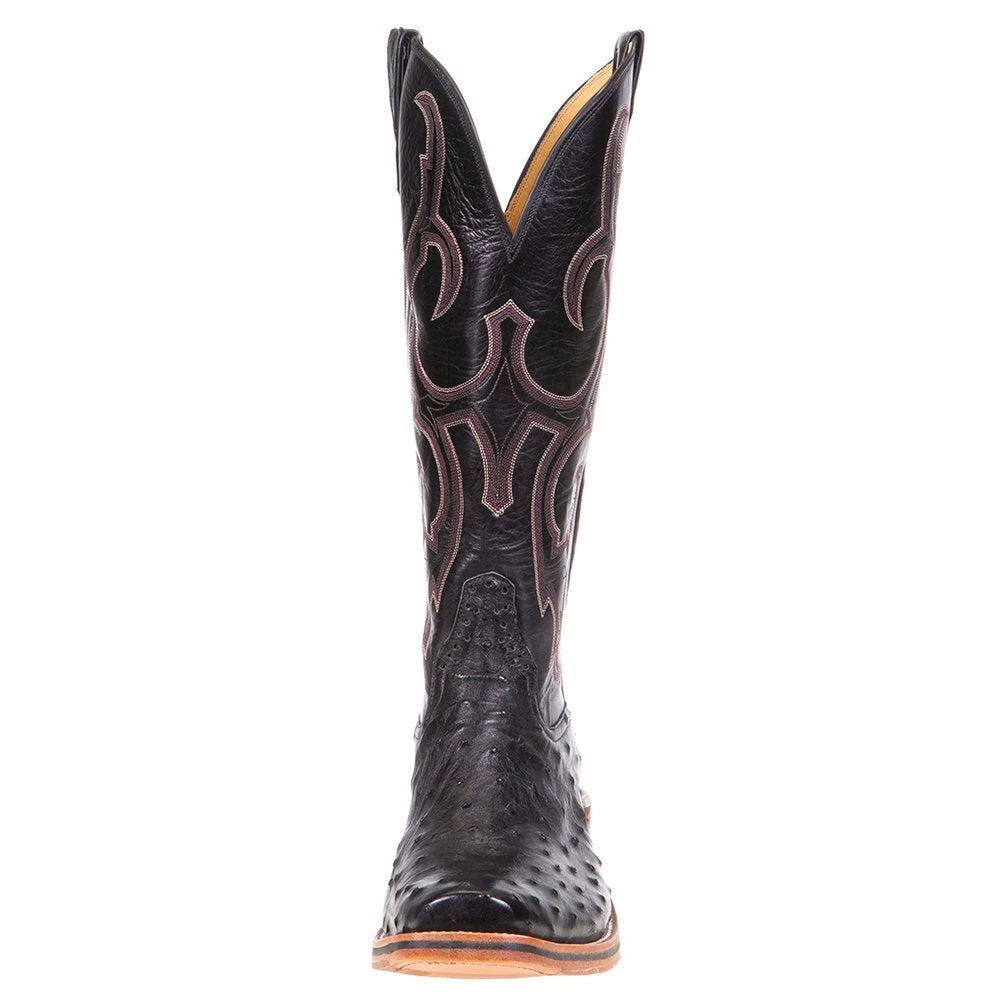 Rios Of Mercedes Men's Ride Ready Black Full Quill Ostrich 15in. Black Calf Top Cowboy Boot 2 Rios Of Mercedes Men's Ride Ready Black Full Quill Ostrich 15in. Black Calf Top Cowboy Boot - Image 2