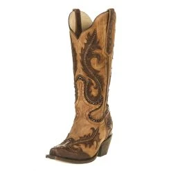 Corral Women's Brown Black Overlay Studs Boot