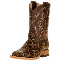Horsepower Kids Horsepower Rusty Fish Print With Brown Top Cowboy Boots