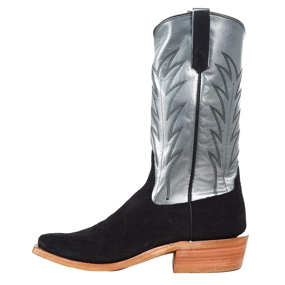 Rios Of Mercedes Men`s Black Buffed Elephant 13in. Gun Metal Kidskin Top KS Toe Boot 3 Rios Of Mercedes Men`s Black Buffed Elephant 13in. Gun Metal Kidskin Top KS Toe Boot - Image 3