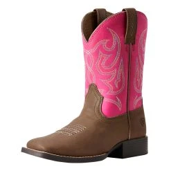 Ariat Kids Jr Champ Brown And Pink Boot