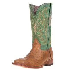 Tanner Mark Boots Men's Tanner Mark Antique Tan Full Quill Ostrich Print Cowboy Boots