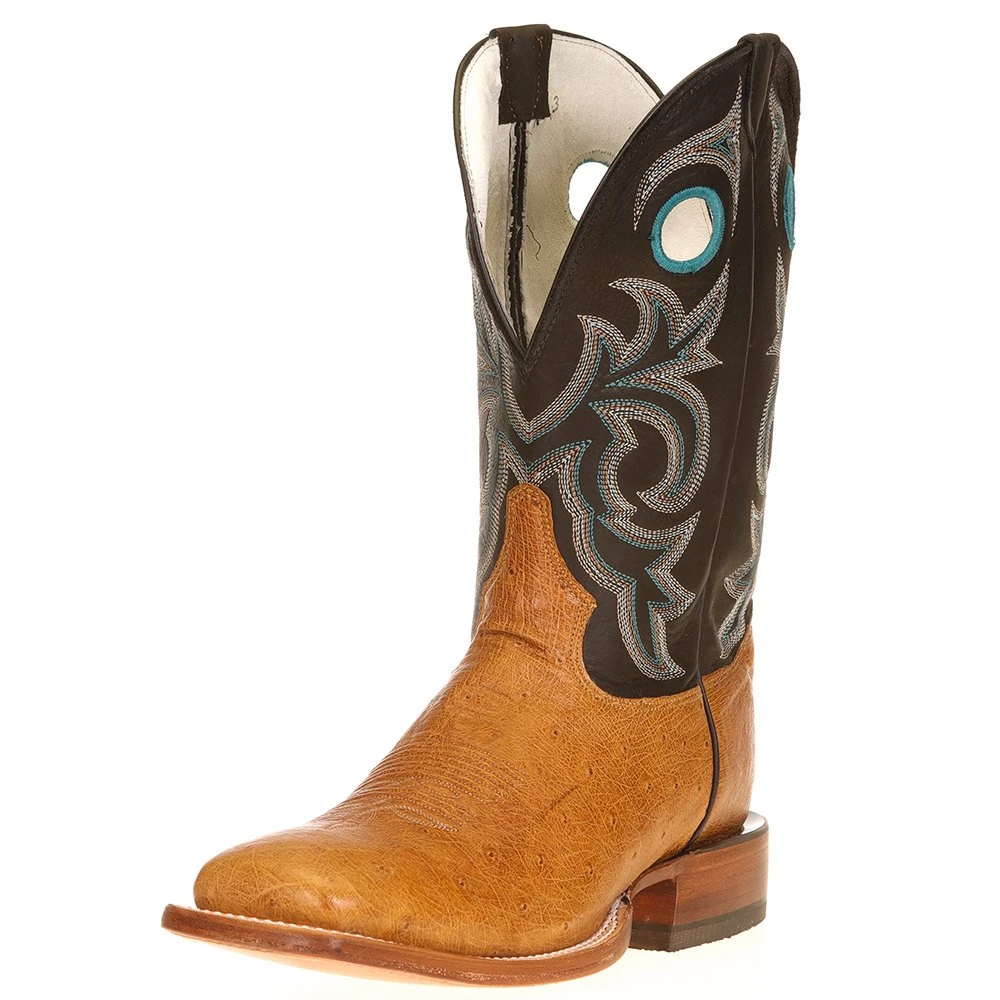 Tony Lama Men's Antique Saddle Smooth Ostrich 11in. Black Top Cowboy Boot 6 Tony Lama Men's Antique Saddle Smooth Ostrich 11in. Black Top Cowboy Boot - Image 6