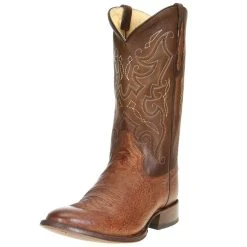 Tony Lama Men's Patron Saddle Smooth Ostrich 13in. Walnut Tundra Top Cowboy Boots