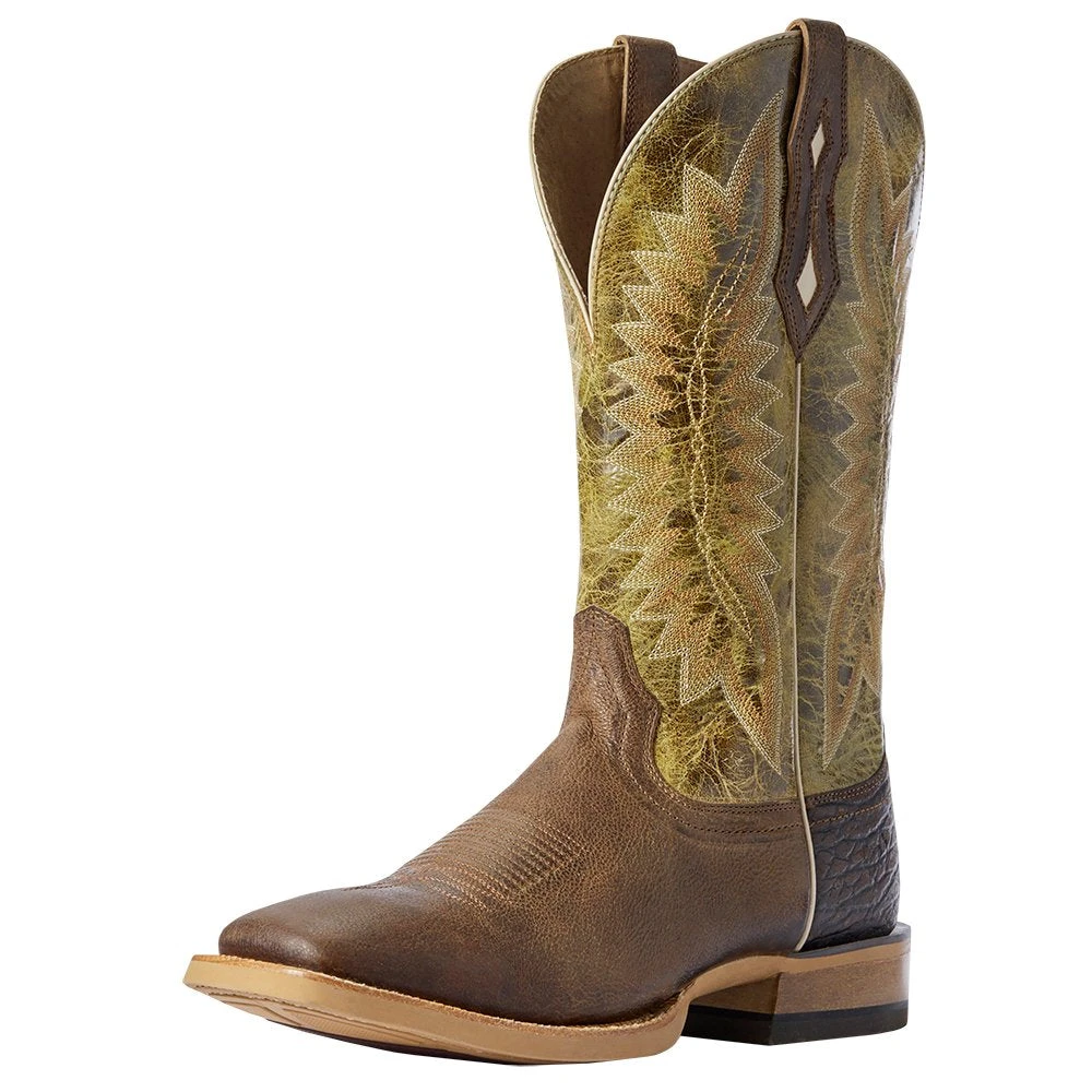 Ariat Men's Relentless Record Setter Tobacco Toffee 13in. Edgy Green Top Cowboy Boot 1 Ariat Men's Relentless Record Setter Tobacco Toffee 13in. Edgy Green Top Cowboy Boot