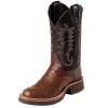 Justin Boots Men's Antique Brown Full Quill Ostrich-11in Calfino Top Cowboy Boots