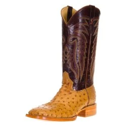 R. WATSON BOOTS R Watson Boots Men's Antique Saddle Full Quill Ostrich 13in. Volcano Brass Goat Top Boot