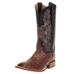Tony Lama Men's Royston Kango Full Quill Ostrich 13in. Classic Black Top Cowboy Boots