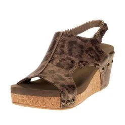 Corkys Footwear Women's Corkys Carley Distressed Leopard Wedge