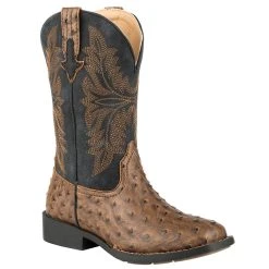 Roper Footwear Kids 10` Shaft Ostrich Vamp Cowboy Boot