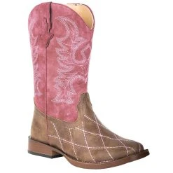 Roper Footwear Kids Brown Vamp Raspberry Shaft Cowboy Boot