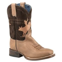 Roper Footwear Kids Burnish Tan Vamp Brown Suede Boot