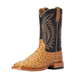 Ariat Mens Tan Full Quill Ostrich 11in Negro Top Cowboy Boot 10034082