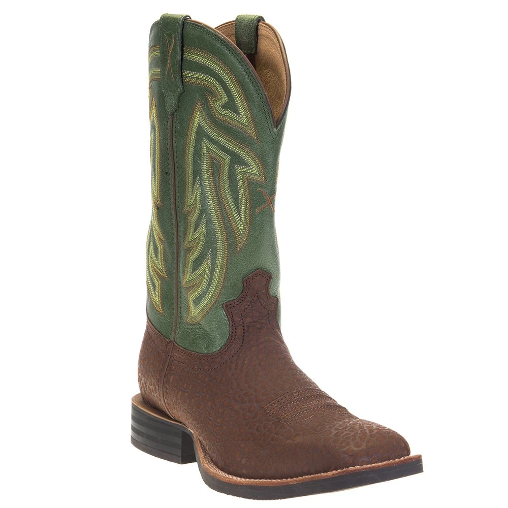 Men's Twisted X Rancher Adobe Brown 12in. Dark Green Top Square Toe Boot 1 Men's Twisted X Rancher Adobe Brown 12in. Dark Green Top Square Toe Boot