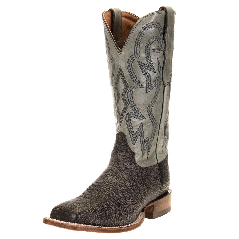 Justin Boots Men's AQHA Antracite Goat 13in. Seaglass Cowhide Top Square Toe 1 Justin Boots Men's AQHA Antracite Goat 13in. Seaglass Cowhide Top Square Toe