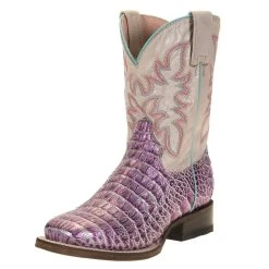 Roper Footwear Kids Roper Ali Purple Faux Caiman 8in. Shaft