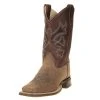Old West Kids Burnt Red Waxy Top Brown Bull Hide Foot Cowboy Boot