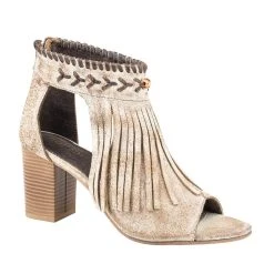 Roper Womens White Fringe Open Toe Mule