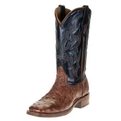 Corral Men's Corral Rodeo Performance Cognac FQ Ostrich 12in. Black Embroidery Top Square Toe