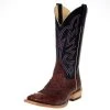 Horsepower Men's Brandy Lux Full Quill Ostrich 13in Black Top Square Toe Boots