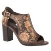 Roper Footwear Women's Brown Tan Floral Tooled Heel
