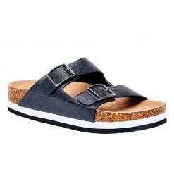 Corkys Footwear Womens Corkys Beach Babe Charcoal Slide Sandal