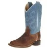 Old West Old West Children's Brown Bull Hide Sky Blue Suede Shaft Cowboy Boot