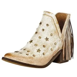 Circle G Womens White Star Studded Bootie