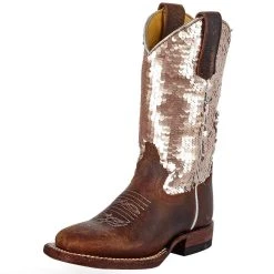 Macie Bean Boots Kids Brown Bison Sparkle Magic Cowgirl Boot