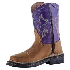 Roper NRS Exclusive Toddler Footwear Tan Vamp Purple Shaft Cowgirl Boot
