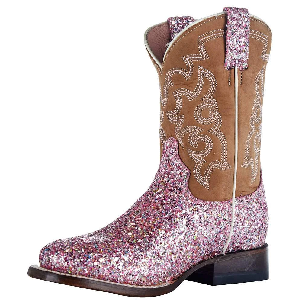 Roper Exclusive Footwear Kids Pink Glitter Cowgirl Boot 1 Roper Exclusive Footwear Kids Pink Glitter Cowgirl Boot