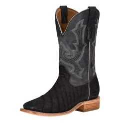 Corral Men's Black Sanded Alligator 12in. Grey Embroidered Top Square Toe Boot