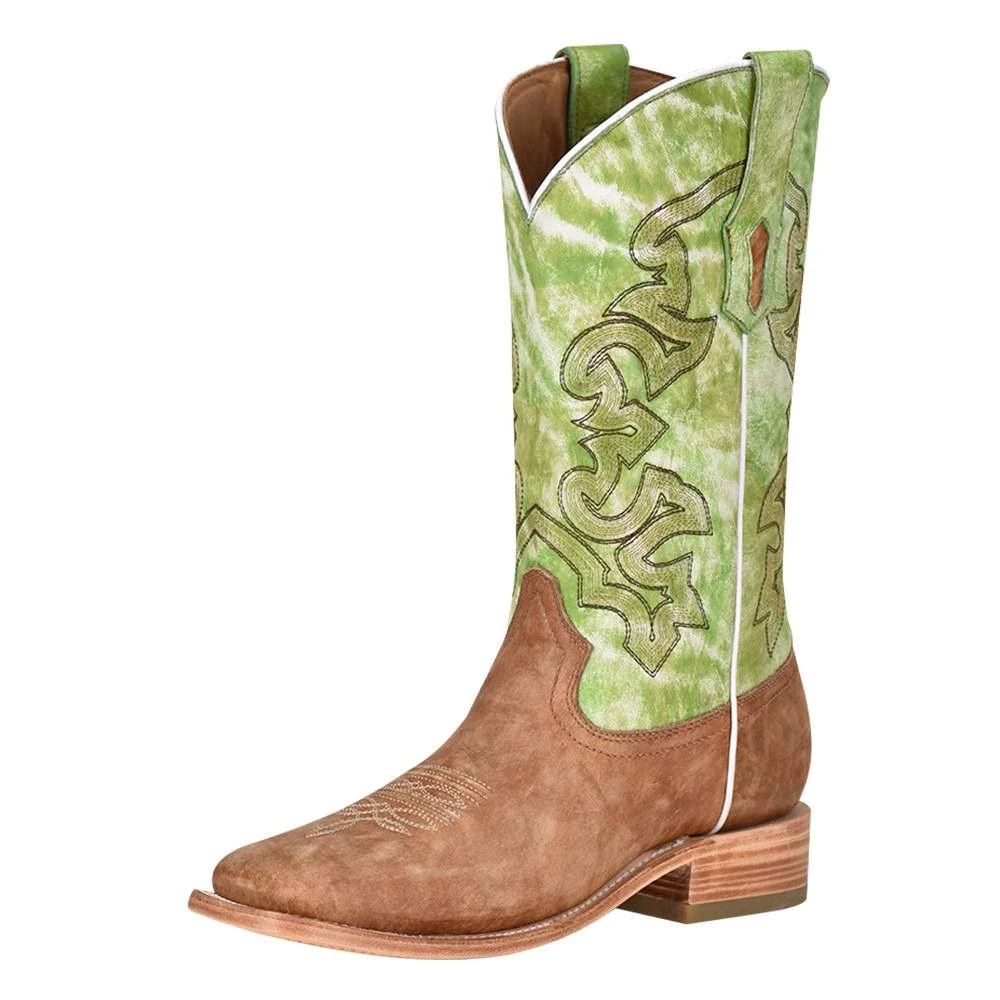 Corral Men's Corral Sand Cowhide 13in. Green Embroidered Top Square Toe Boot 1 Corral Men's Corral Sand Cowhide 13in. Green Embroidered Top Square Toe Boot