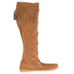 Minnetonka Women's Front Lace Knee High Dusty Brown Boots -Ariat Sales Store 1428 4