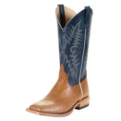 Horsepower Men's Top Antique Saddle Smooth Ostrich 13in. Blue Top Cowboy Boots
