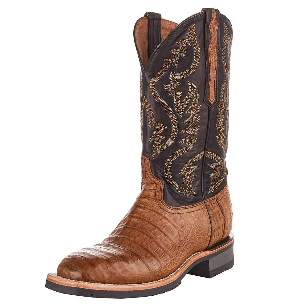 Lucchese Men's Lucchese Rudy Saddle Caiman 12in. Chocolate Cowhide Top Barn Boot 1 Lucchese Men's Lucchese Rudy Saddle Caiman 12in. Chocolate Cowhide Top Barn Boot