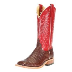 Anderson Bean Men's Tobac Caiman 13in. Red Tristan Kidskin Top Cowboy Boot