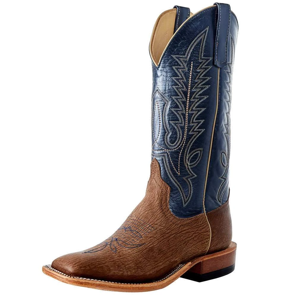 Rios Of Mercedes Men's Anderson Bean Taan Amazon Goat 13in. Regal Blue Luster Top Square Toe Boot 1 Rios Of Mercedes Men's Anderson Bean Taan Amazon Goat 13in. Regal Blue Luster Top Square Toe Boot