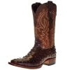 Tanner Mark Boots Men's Tanner Mark Rustic Brown FQ Ostrich Print 12in. Italo Orix Top Square Toe Boot