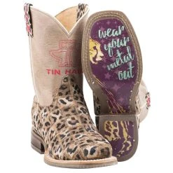 Tin Haul Footwear Kids Cheetah Patchwork Cowgirl Boots