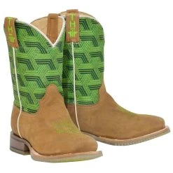 Tin Haul Footwear Kids Green Geo Bronc Cowboy Boot